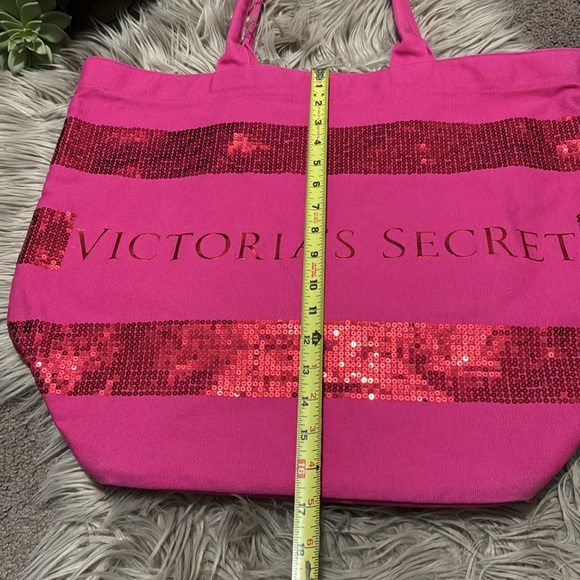 Victoria’s Secret Tote-Pink with Red Sequins-Canvas-Open Top-Guc - Picture 8 of 16